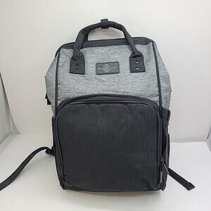 Delaney Lane Durable Stylish Baby Travel Diaper Bag Backpack Black Gray 16"